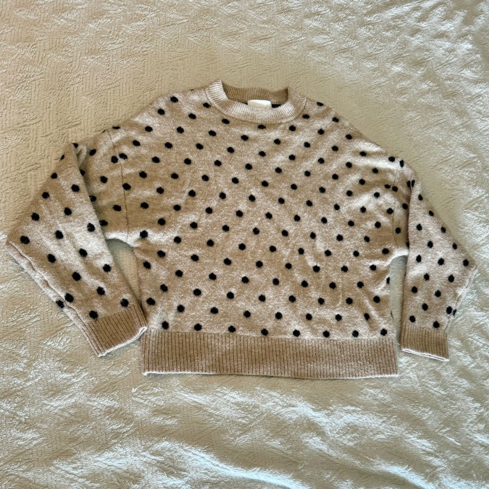 H&M Pullover Polka Dot Sweater - Beige and Black